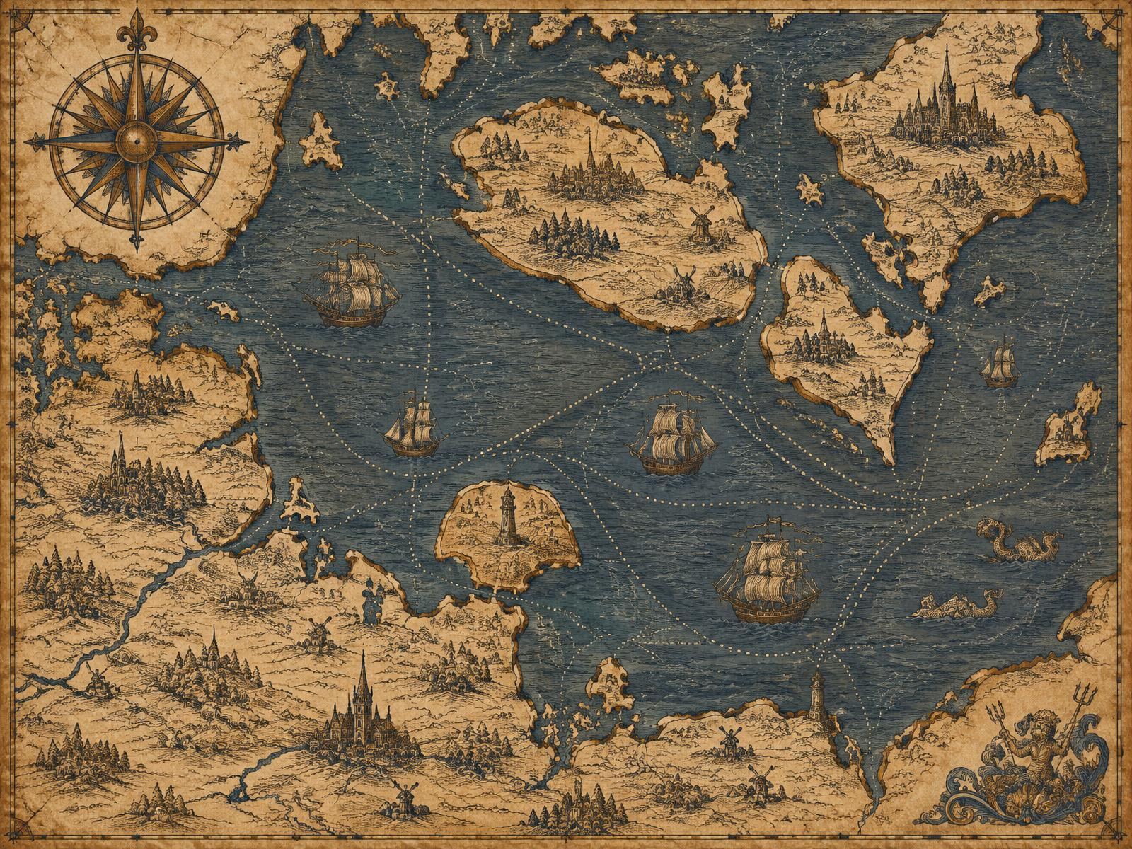 Vintage-style map of the western Baltic Sea with Fehmarn, Lolland, Falster and Zealand